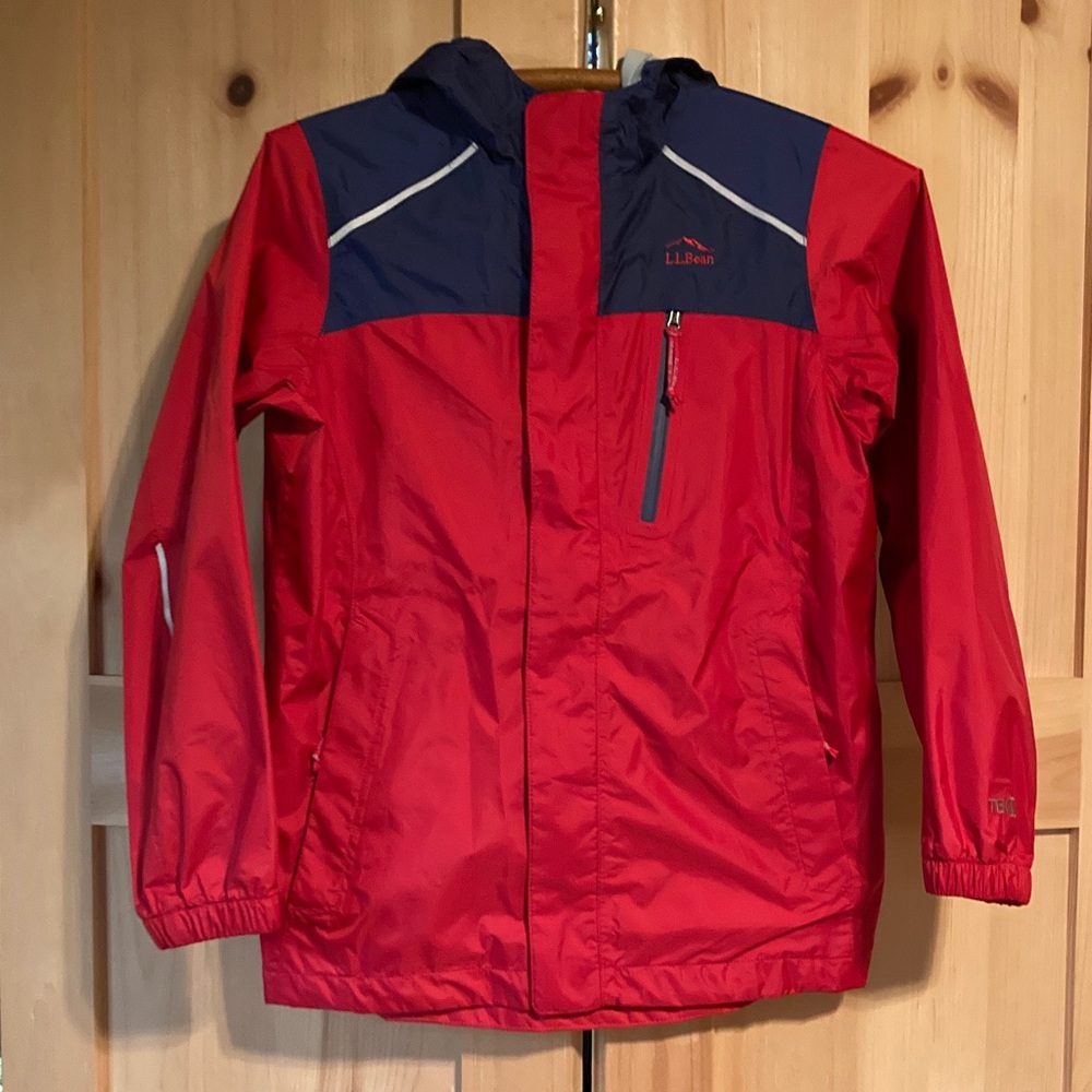 L.L. Bean Kids' Red and Blue Windbreaker Rain Jacket with Hood